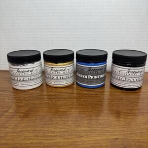 AquaPrint Pro Water-Soluble Screen Print Ink Set Gold, Blue, Black, White